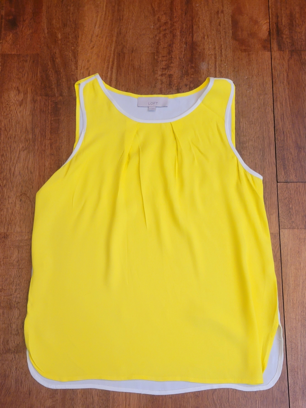 LOFT Yellow Sleeveless Pleat-Front Shell Top